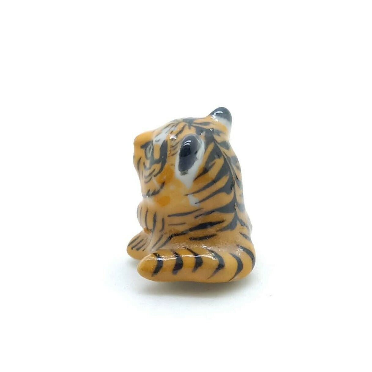 Set of 2 Tiny Tiger Ceramic Figurines Wild Animal miniature Statues