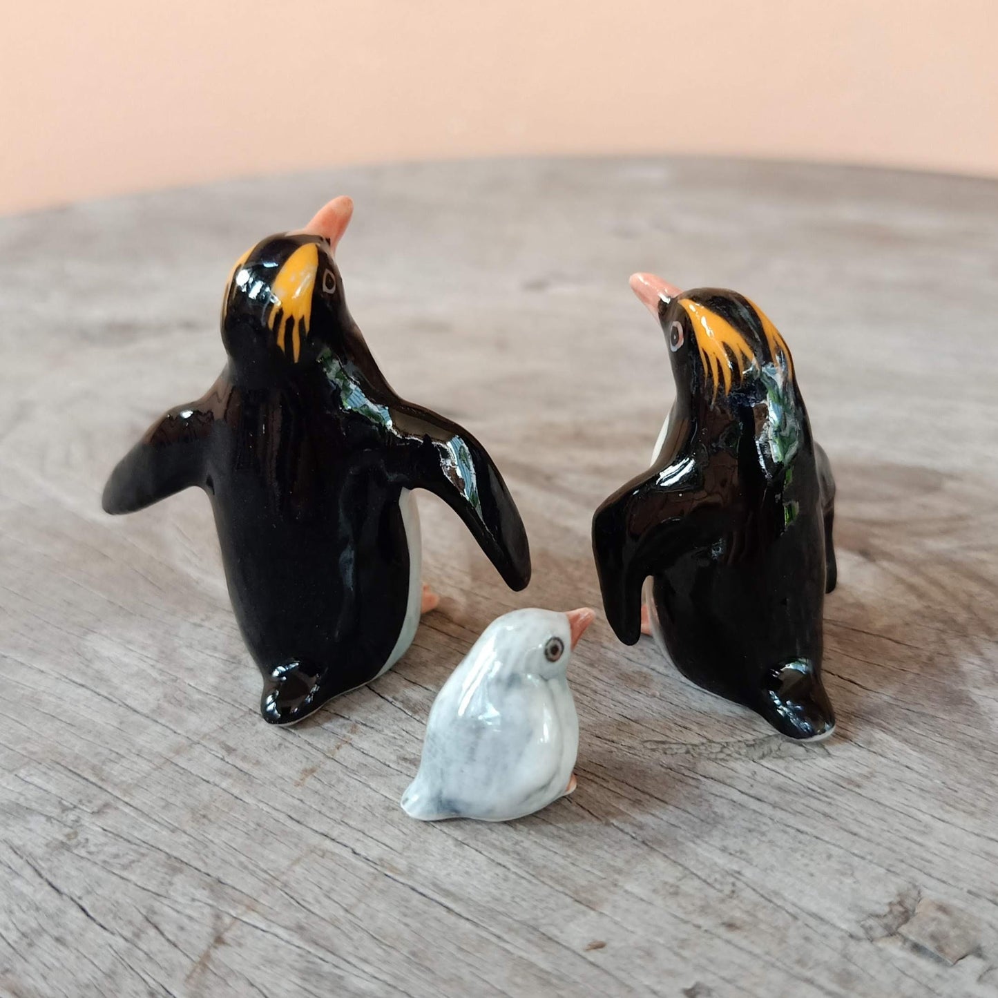 Set of 3 Penguin Bird Ceramic Figurine Rockhopper Jackass King Statue