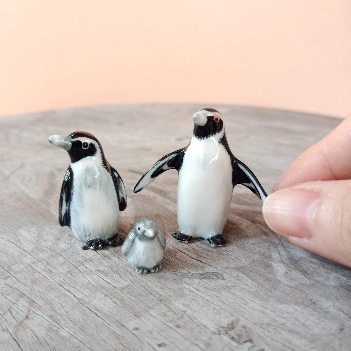 Set of 3 Penguin Bird Ceramic Figurine Rockhopper Jackass King Statue