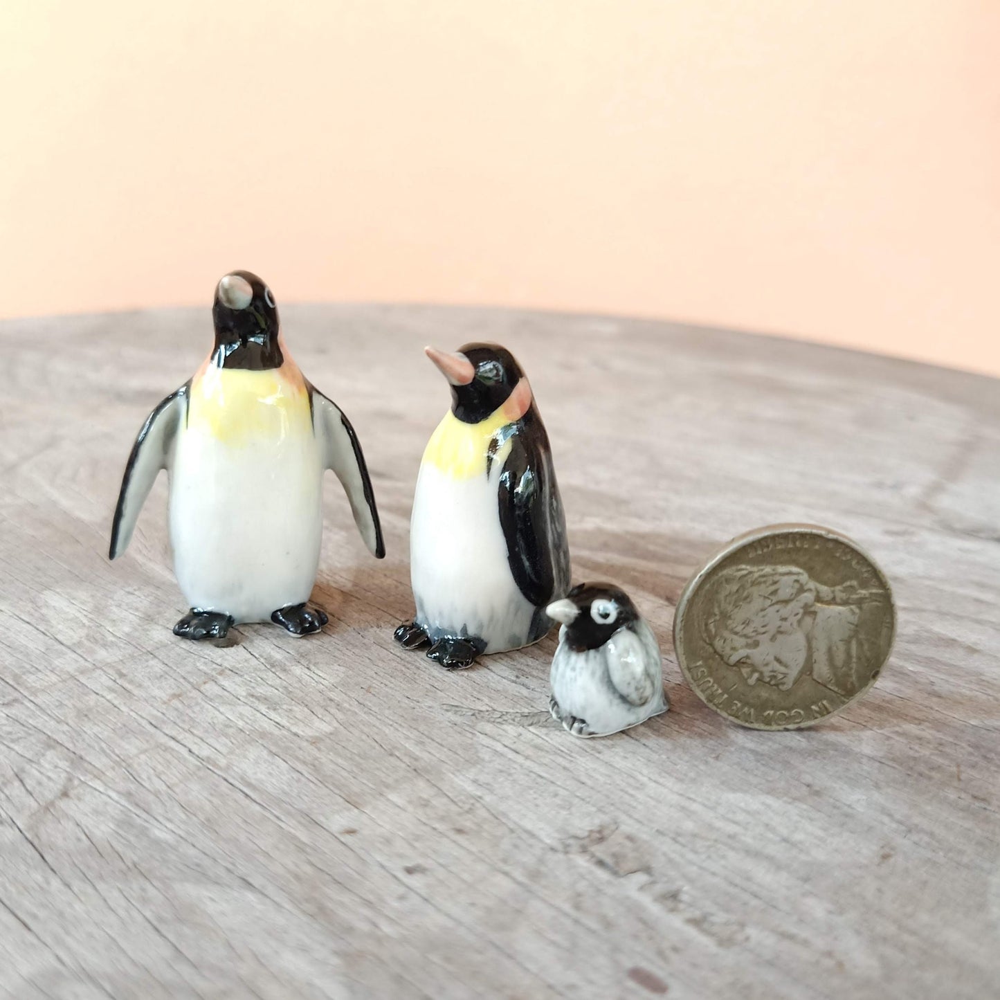 Set of 3 Penguin Bird Ceramic Figurine Rockhopper Jackass King Statue