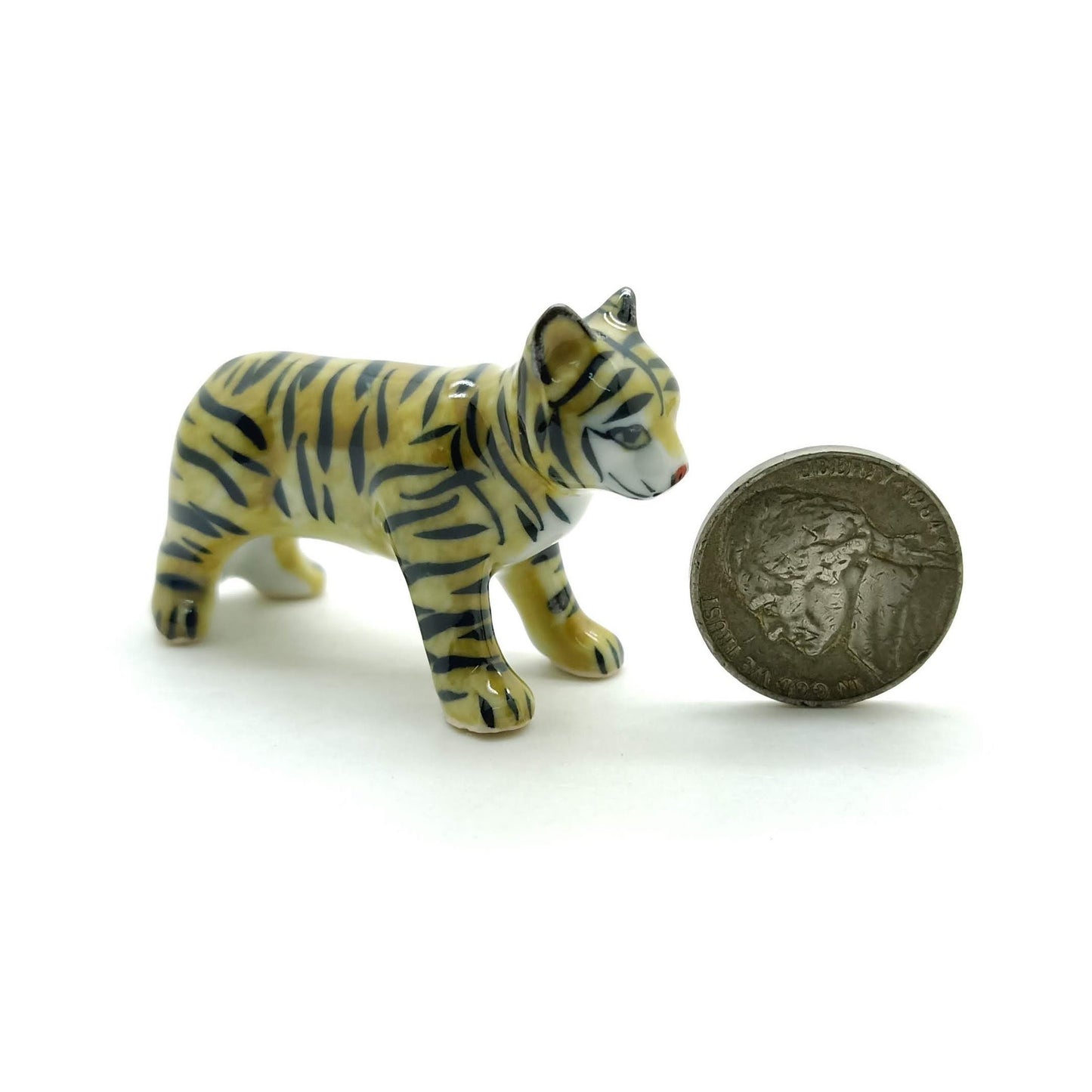 Set of 3 Tiger Ceramic Figurine Wild Miniature Statue