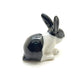 Rabbit Figurine Ceramic Miniature Animal Black and White Statue