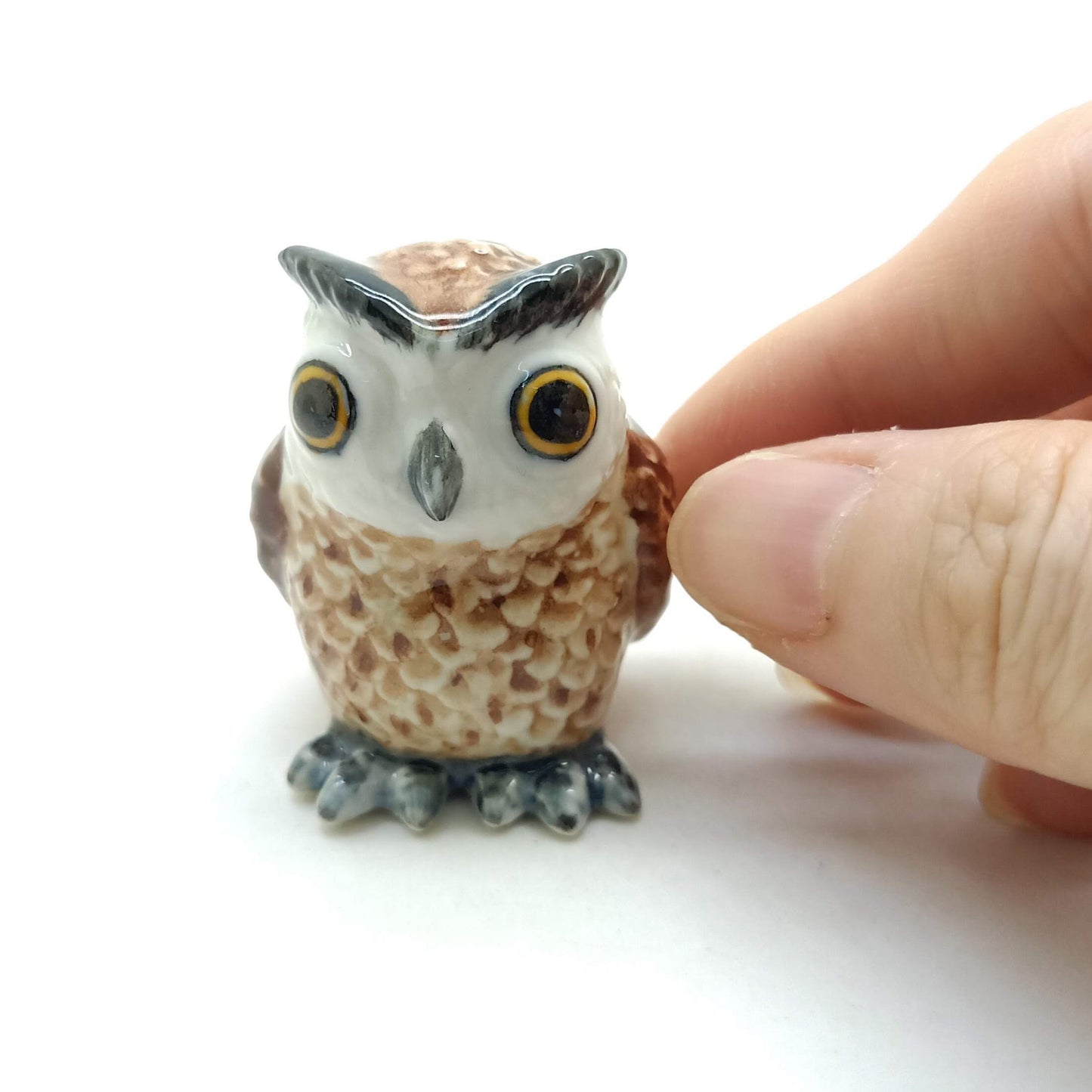 2 Owl Bird Ceramic Figurines