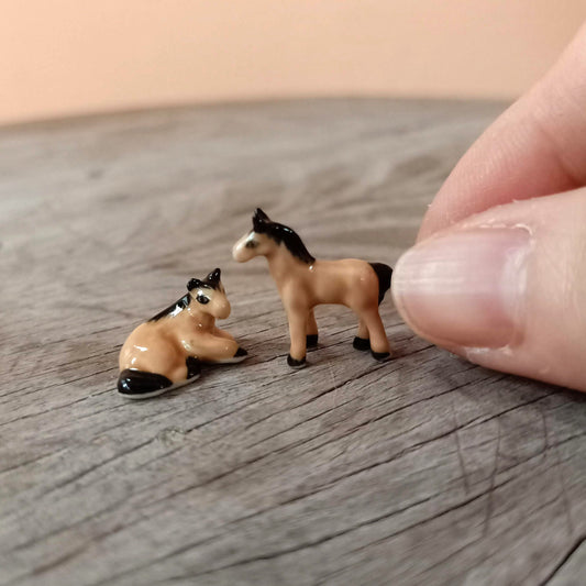 Set of 2 Tiny Brown Horses