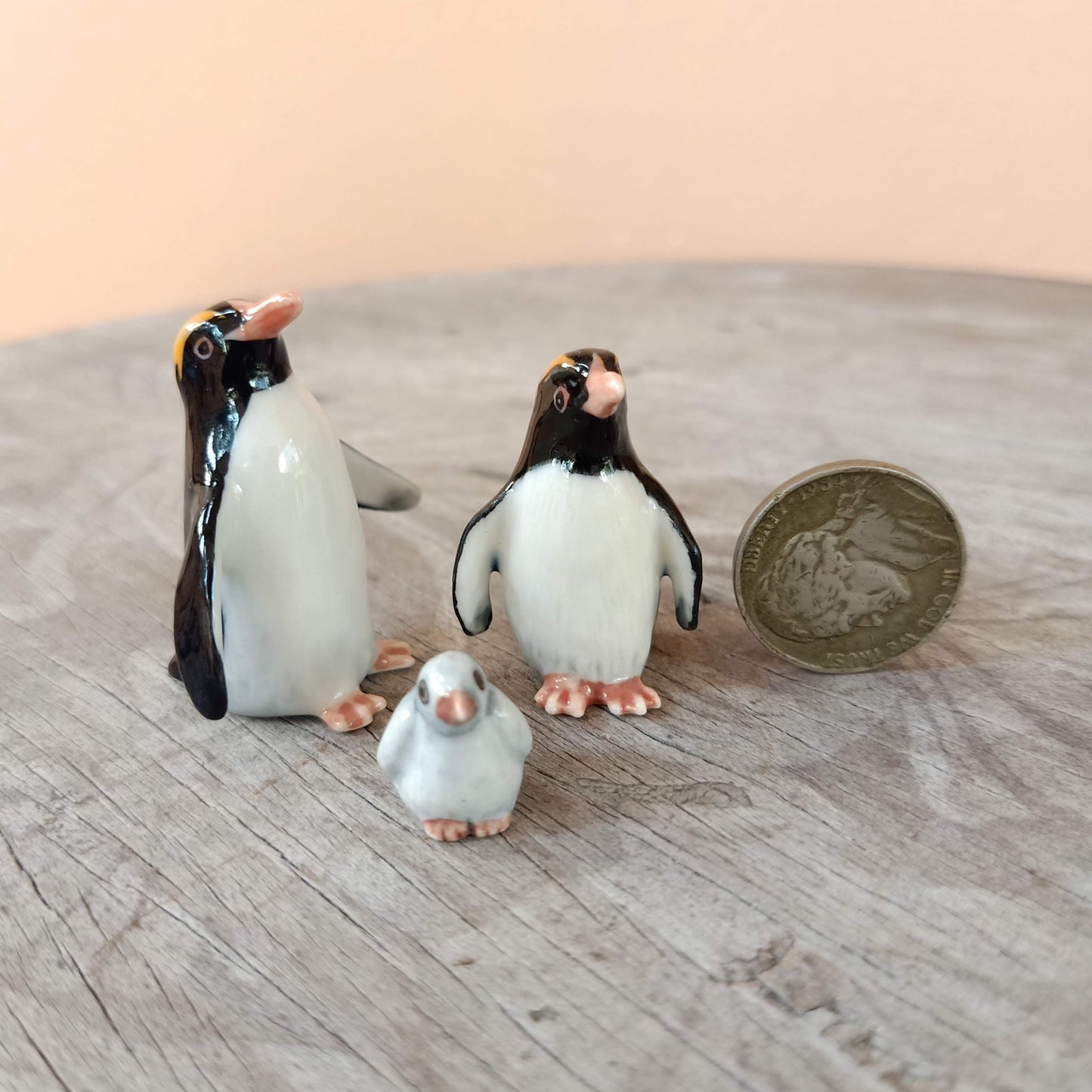 Set of 3 Penguin Bird Ceramic Figurine Rockhopper Jackass King Statue