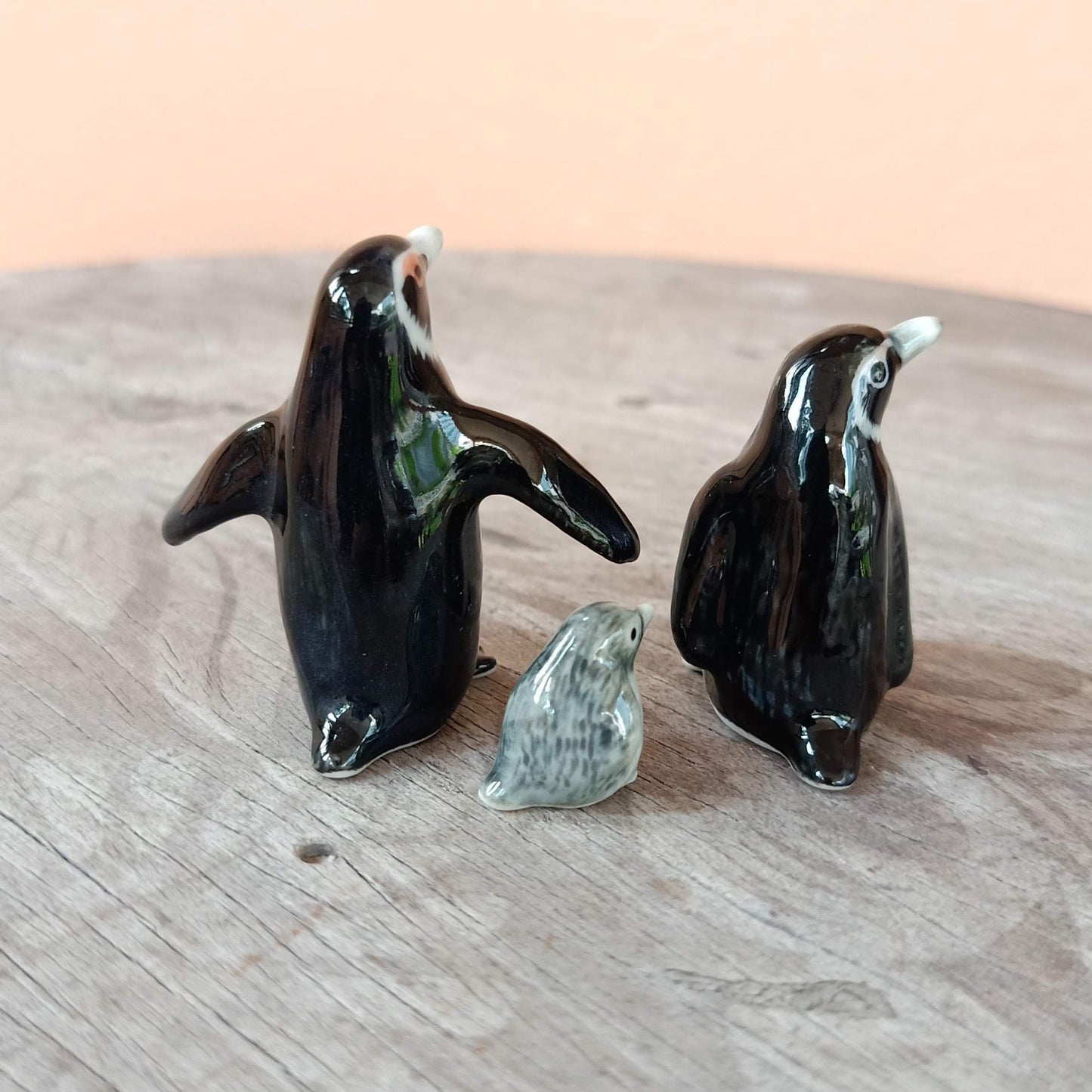 Set of 3 Penguin Bird Ceramic Figurine Rockhopper Jackass King Statue
