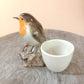 Sparrow Robin Wren Bird Egg Holder Cup Ceramic Figurine Statue