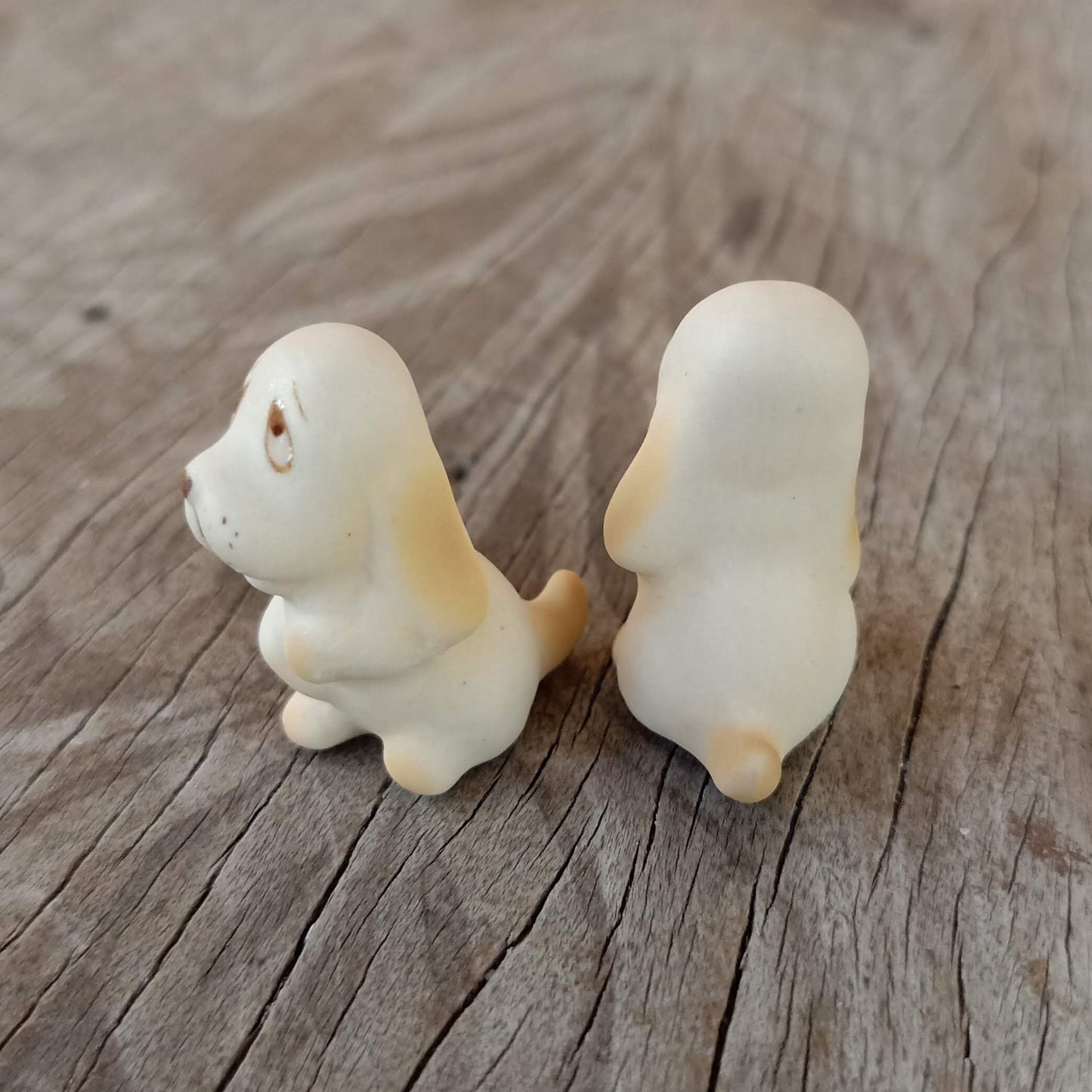2 Unhappy Beagle Puppy Ceramic Dog Figurines
