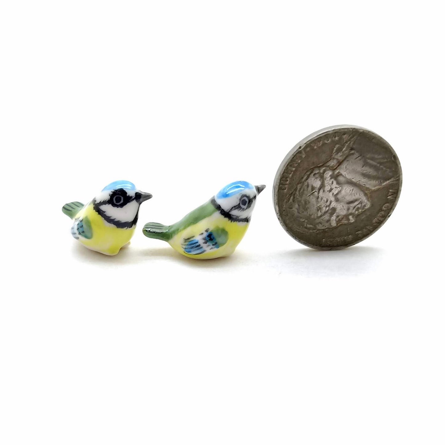 2 Tiny Eurasian Blue Tit Birds