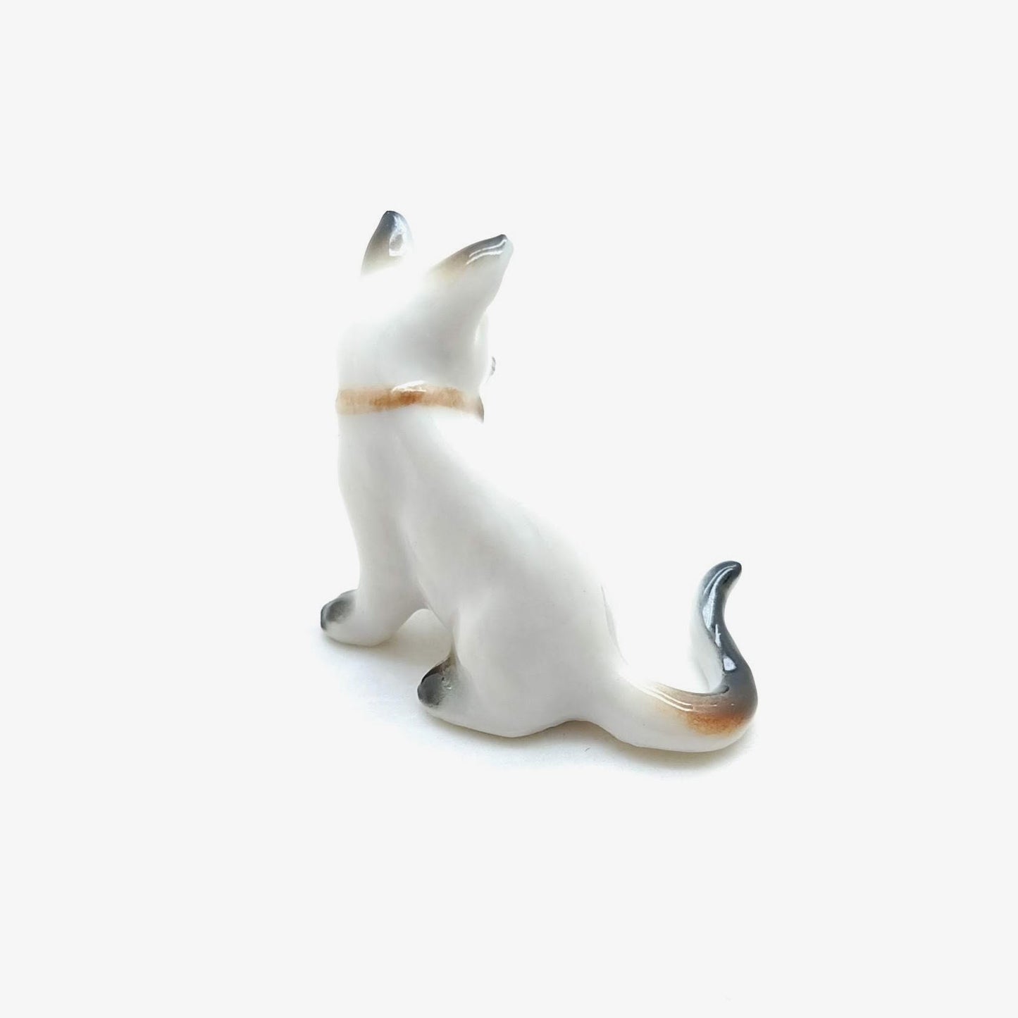 Set of 2 Cat Kitten Figurine Ceramic Miniature Statue
