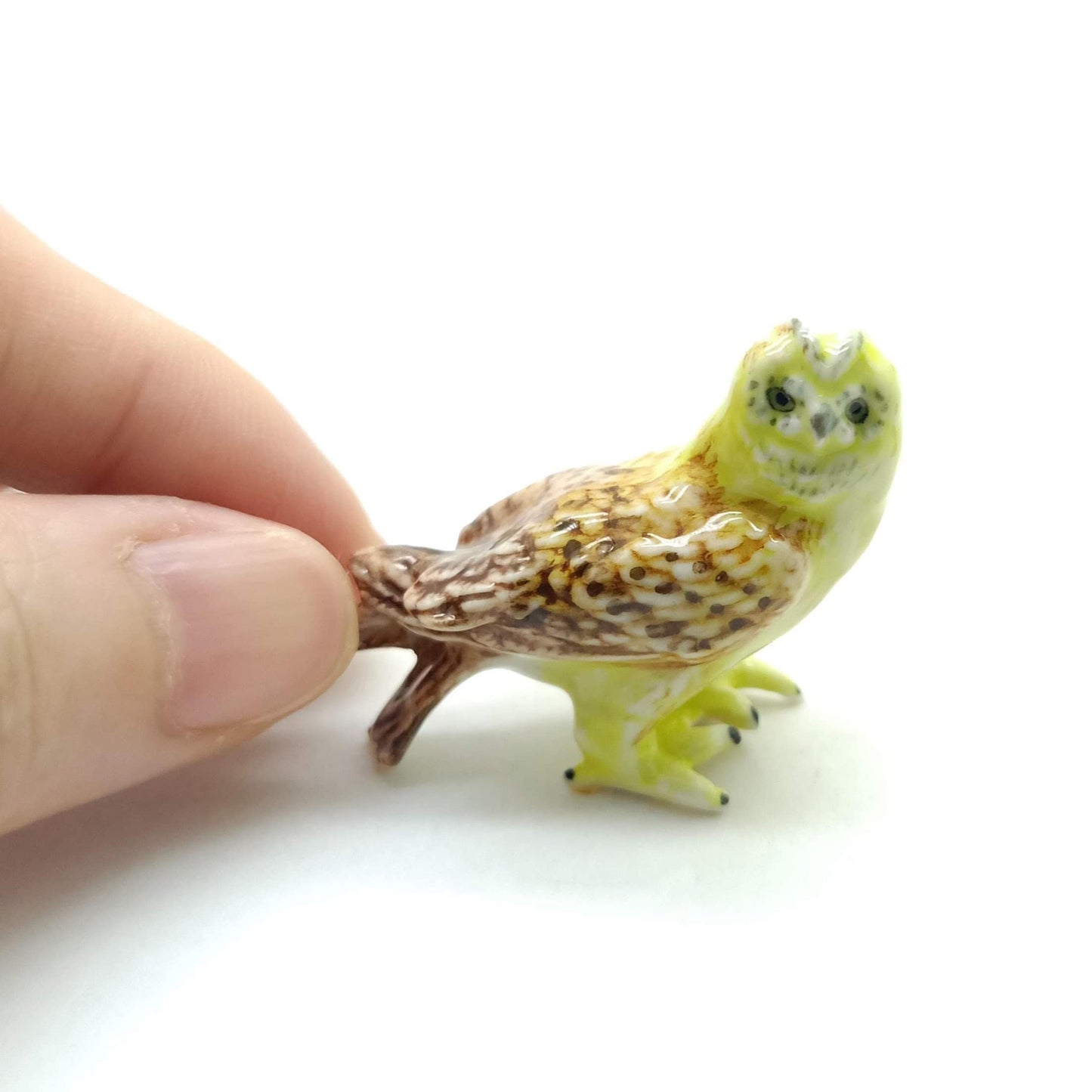 Owl Bird Ceramic Figurine Miniature Statue