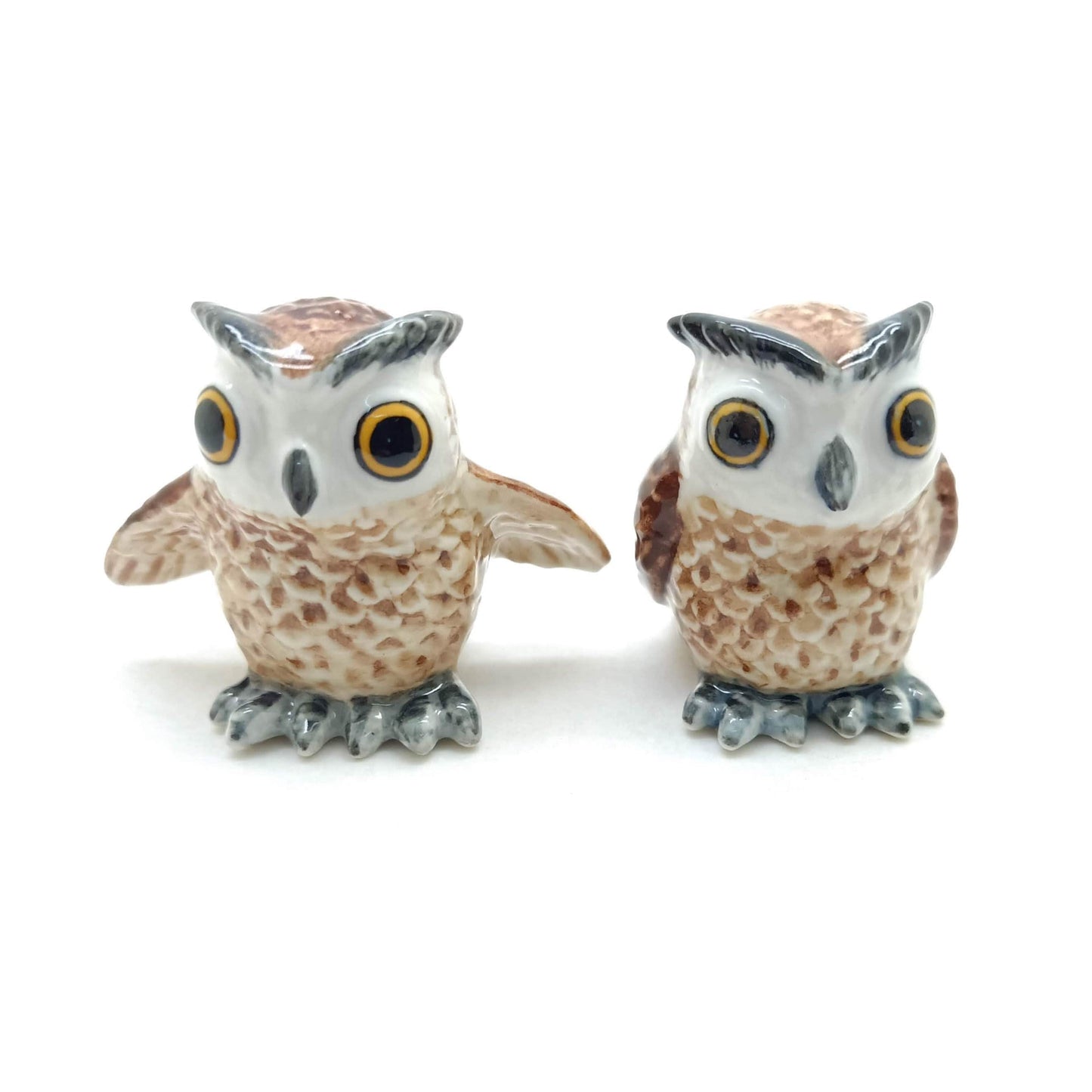 2 Owl Bird Ceramic Figurines