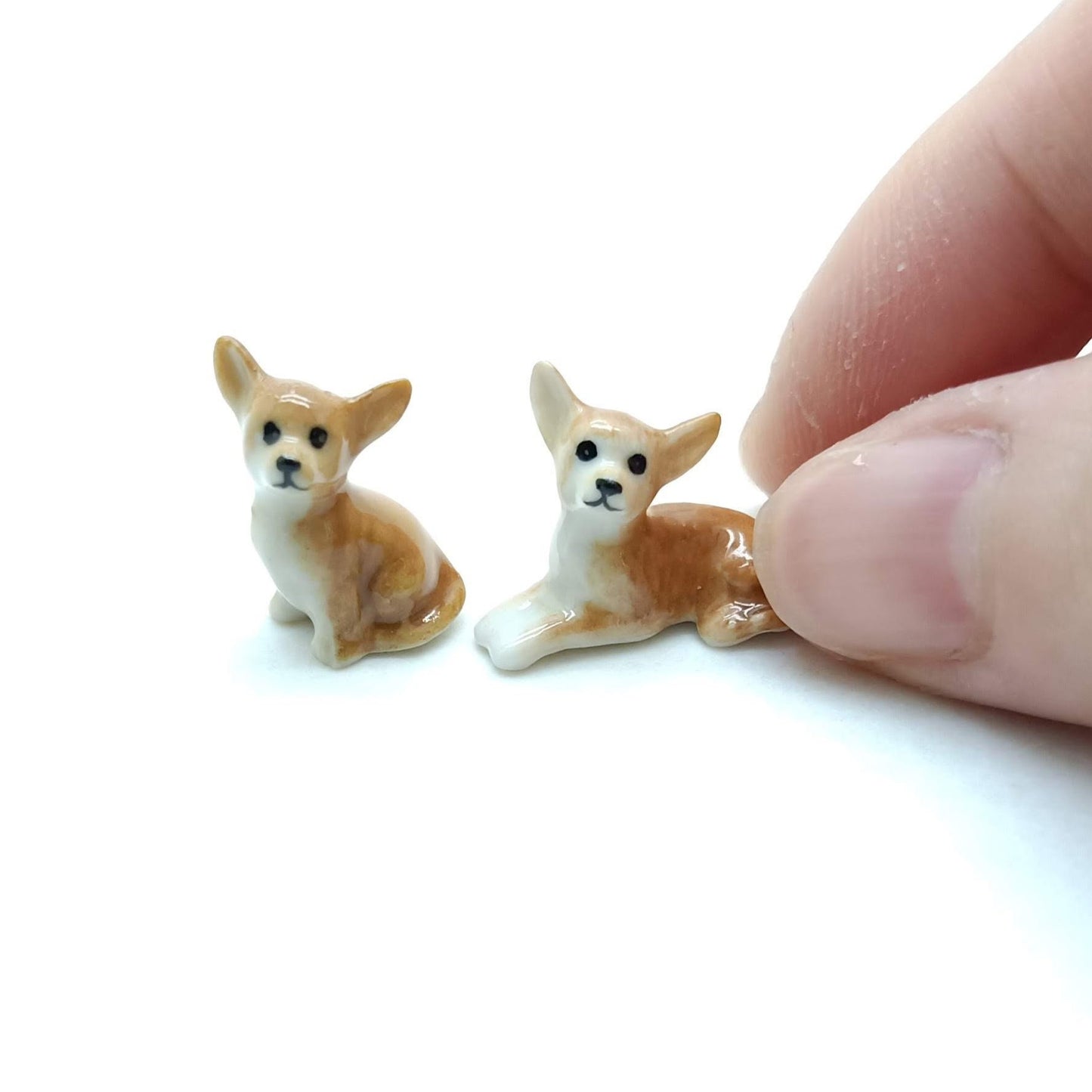 2 Tiny Chihuahua Figurines