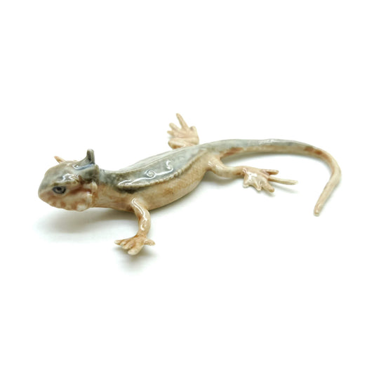 Brown Lizard Iguana Gecko Ceramic Figurine Statue