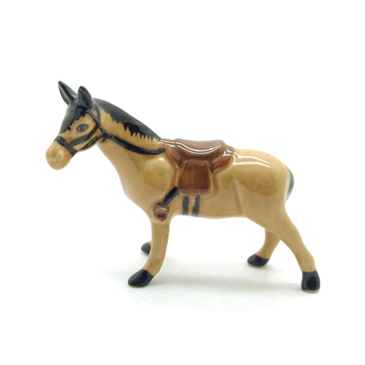 Race Horse with Saddle Ceramic Figurine Brown Statue