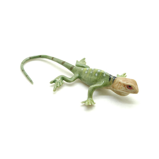 Green Lizard Chameleon Gecko Skink Ceramic Figurine Statue