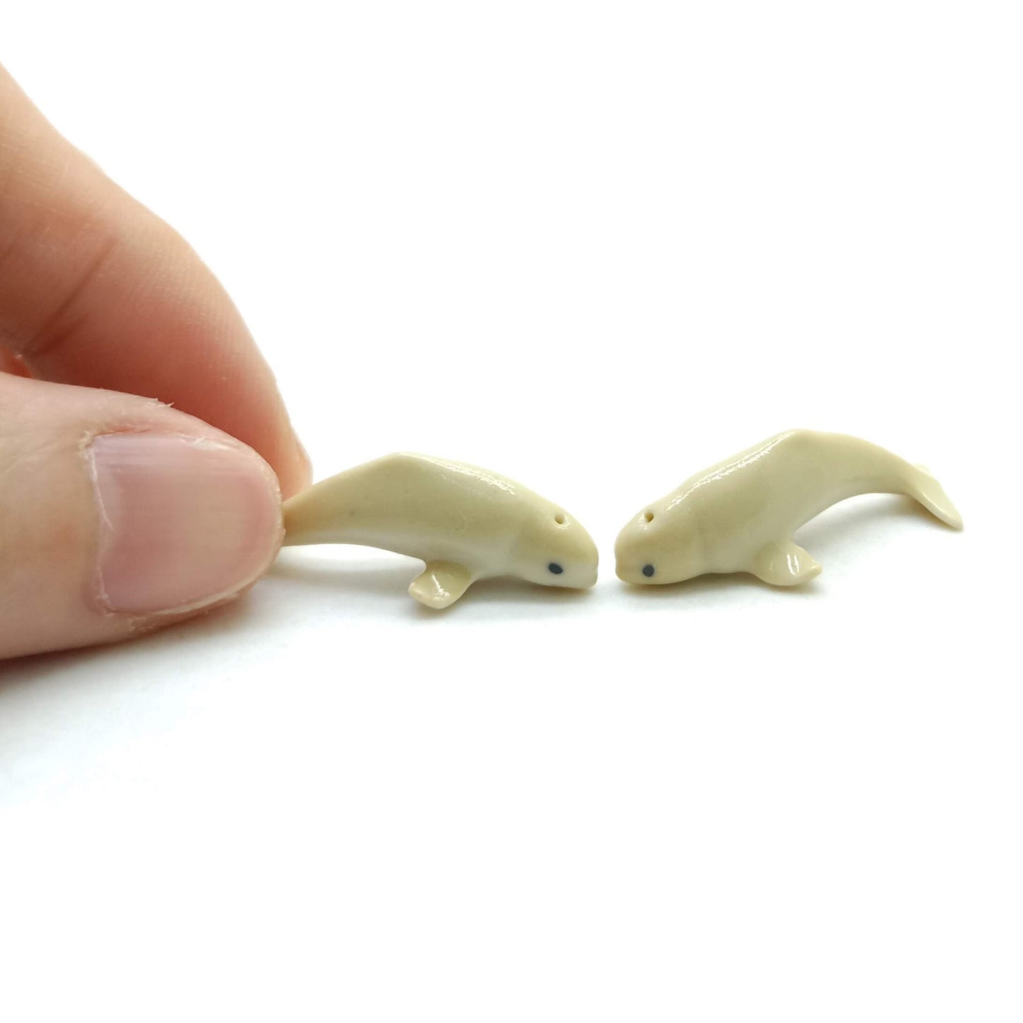 2 Humpback Dolphin Ceramic Figurine Tiny Dollhouse Miniature