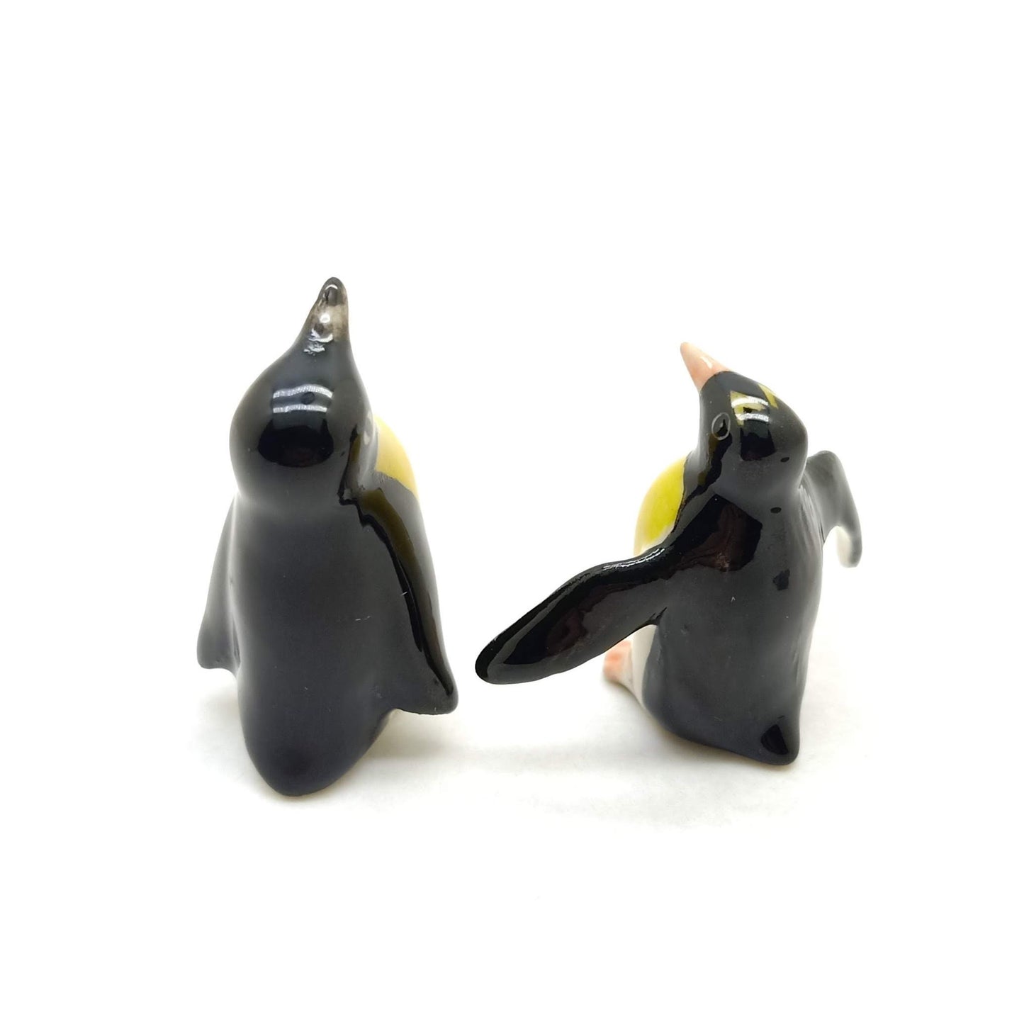 Set of 2 Penguin Bird Jackass Ceramic Figurine Statue