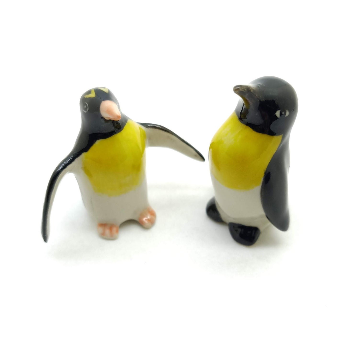 Set of 2 Penguin Bird Jackass Ceramic Figurine Statue