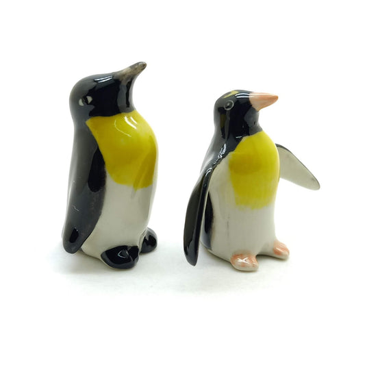 Set of 2 Penguin Bird Jackass Ceramic Figurine Statue