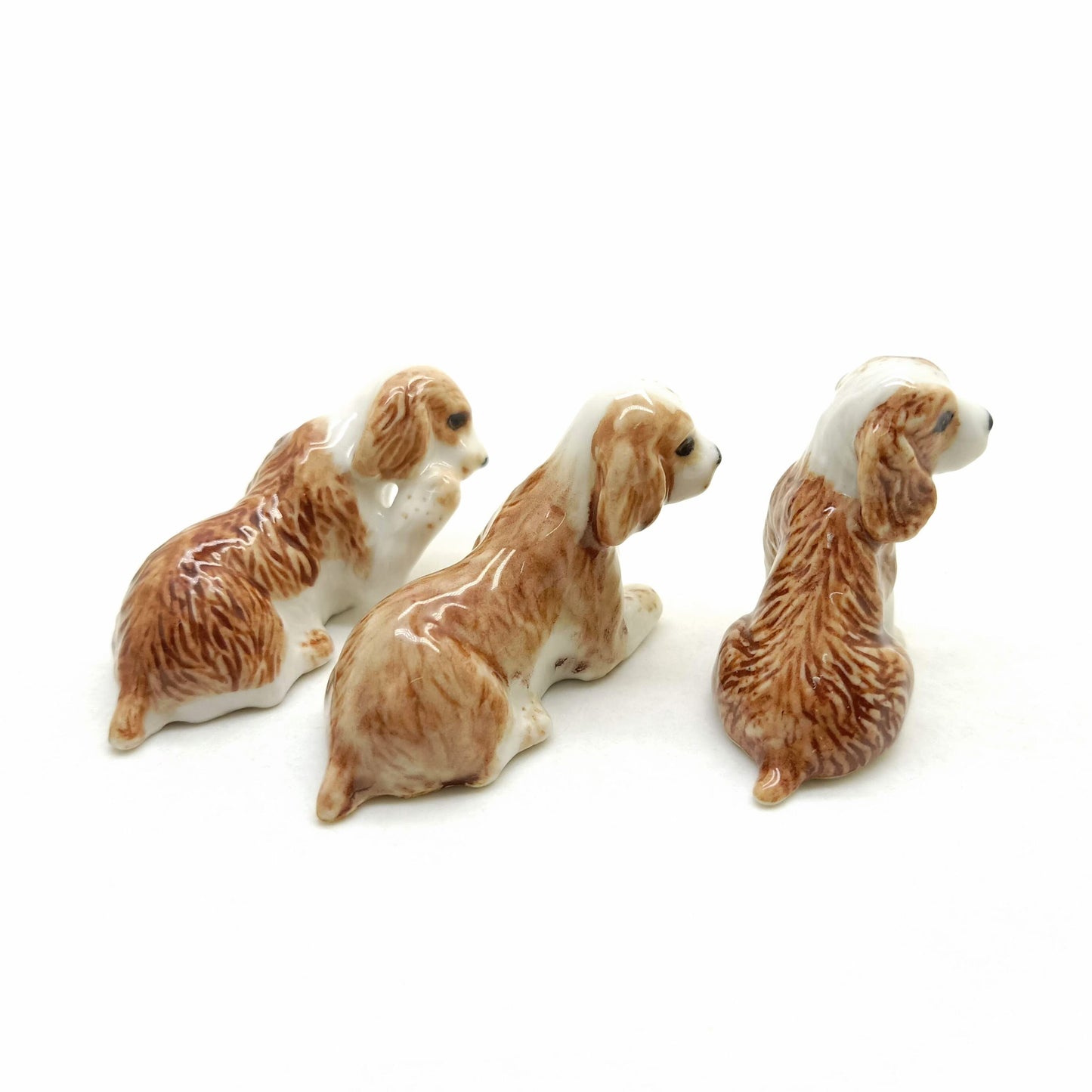 3 Cocker Spaniel Dog Ceramic Figurine Statue