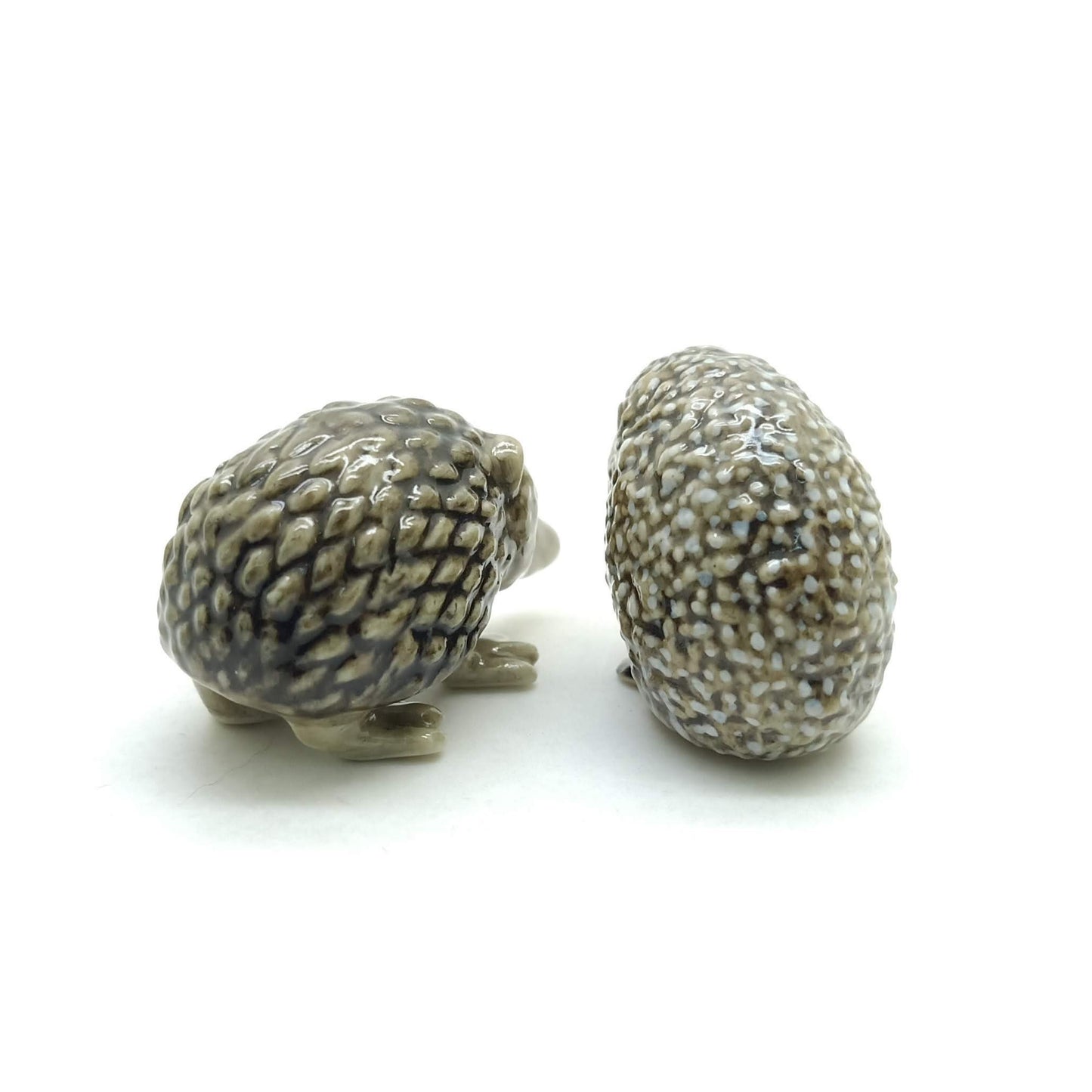 2 Hedgehog Porcupine Ceramic Figurine, Wild Miniature