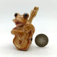 Brown Frog Bass Player Musician Ceramic Miniature Figurine