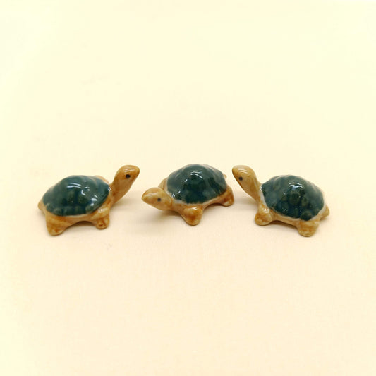 3 Tiny Turtles Ceramic Figurines