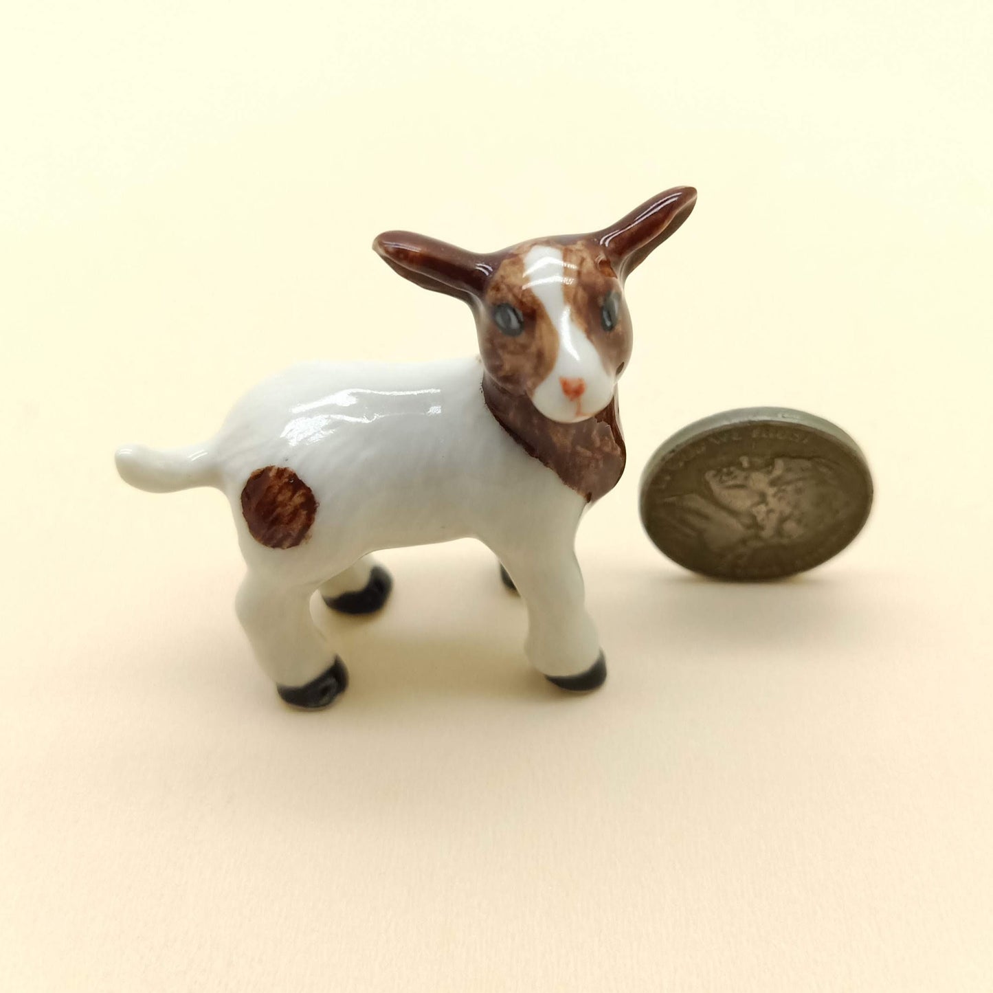 2 Goat Ceramic Figurines Miniature Statue