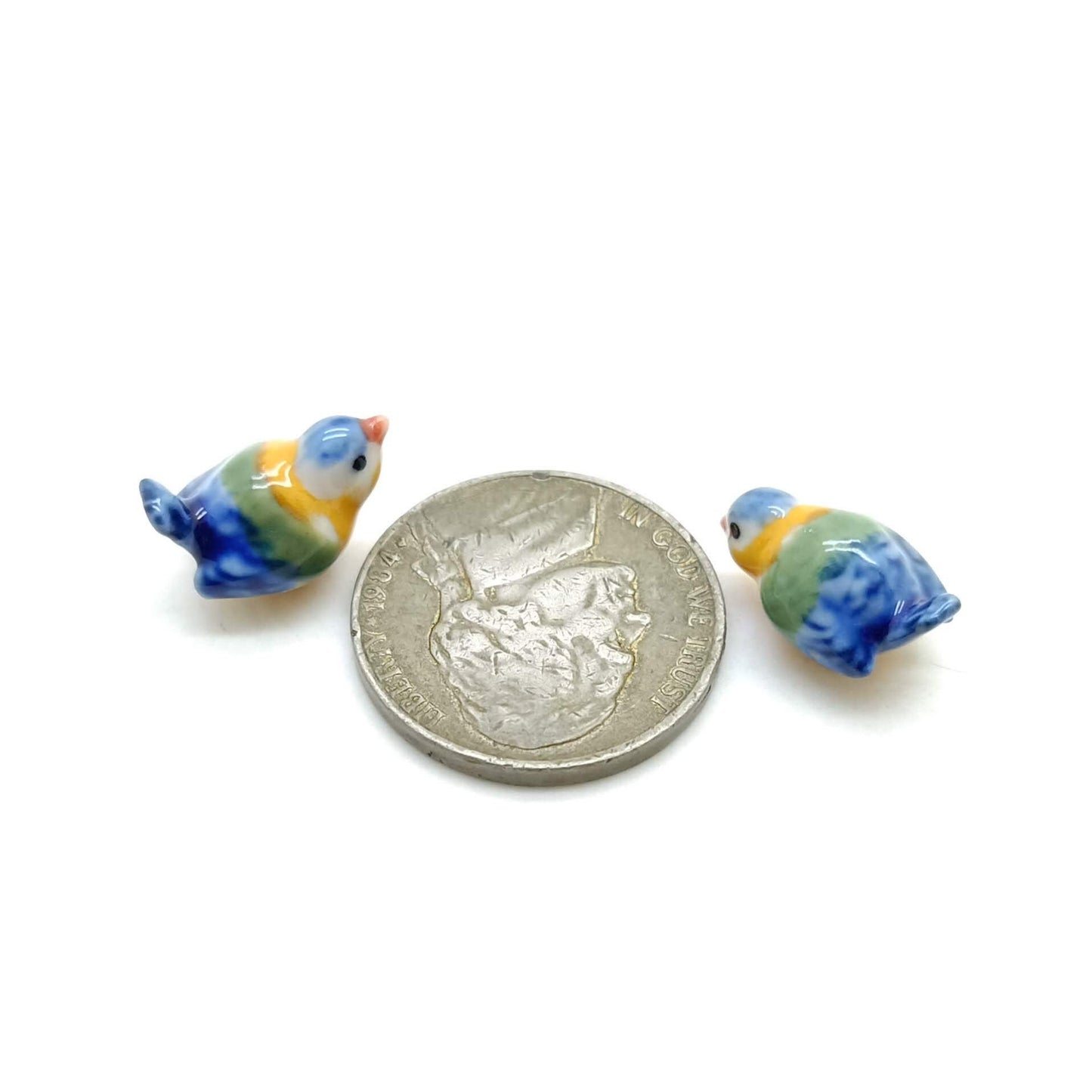 2 Tiny Sandpiper Bird Ceramic Figurine Statue