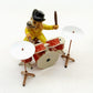 Golden Retriever Dog Musician Drummer, Playing Drum Kit Figurine Ceramic Statue