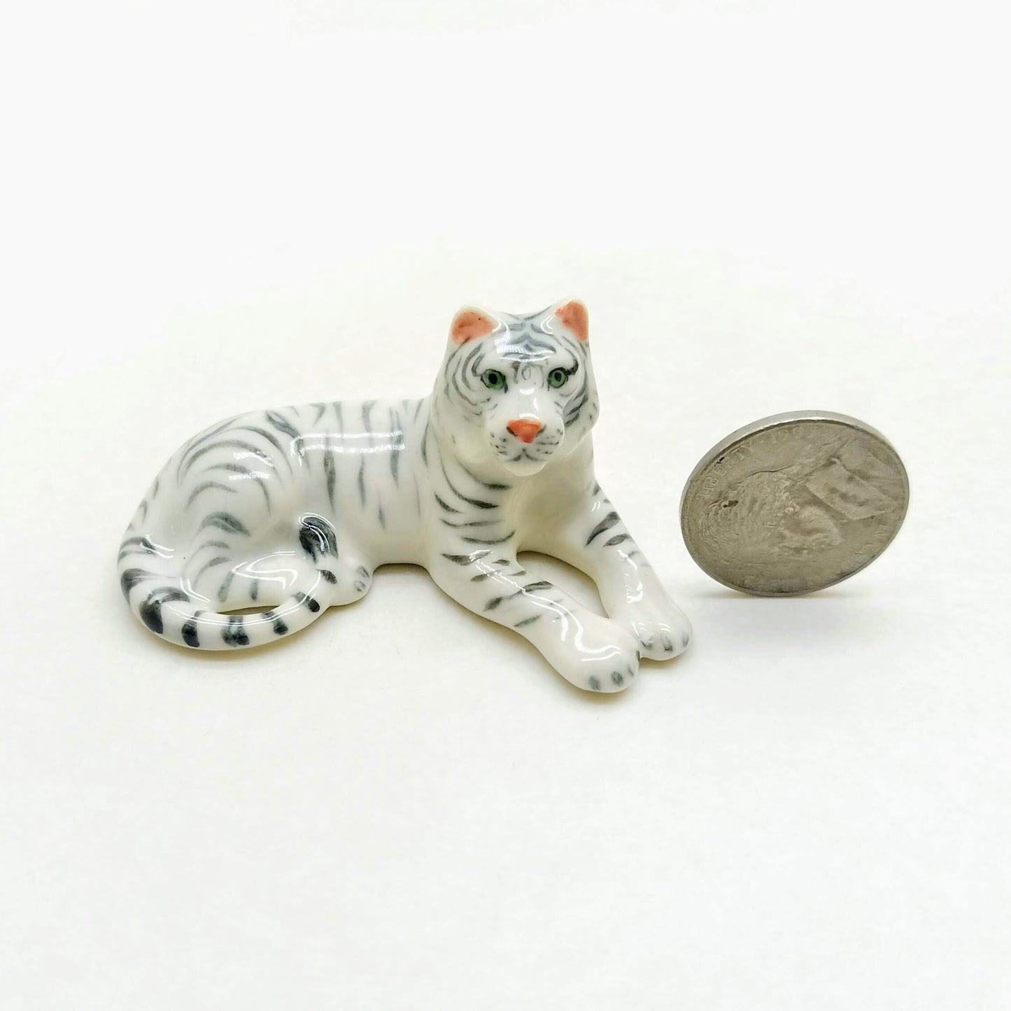 Set of 4 Tiger Ceramic Figurine Miniature Statue