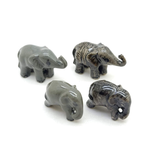 2 Elephants Ceramic Figurine, Wild Miniature Statue