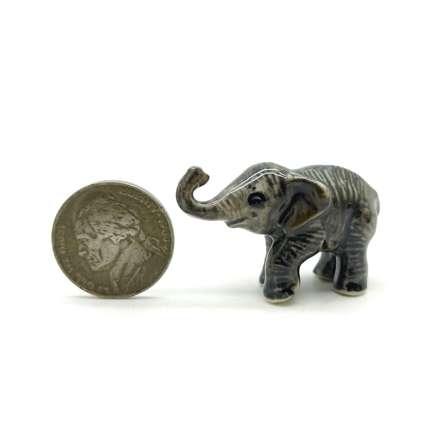 2 Elephants Ceramic Figurine, Wild Miniature Statue