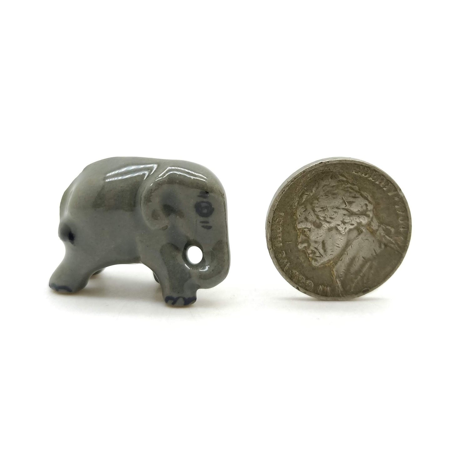2 Elephants Ceramic Figurine, Wild Miniature Statue