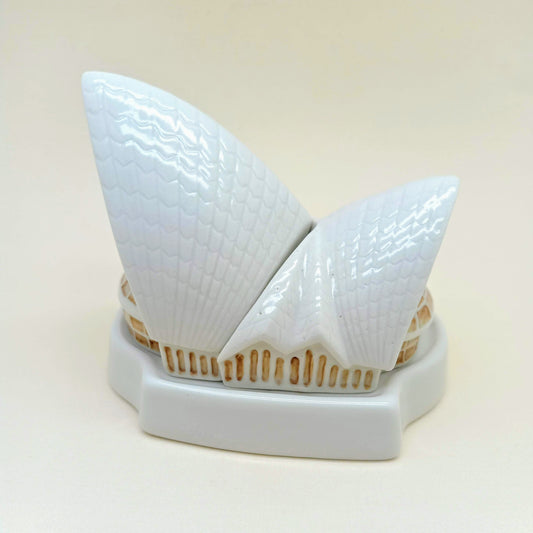 Sydney Opera House Ceramic Figurine Salt and Pepper Shakers with Tray