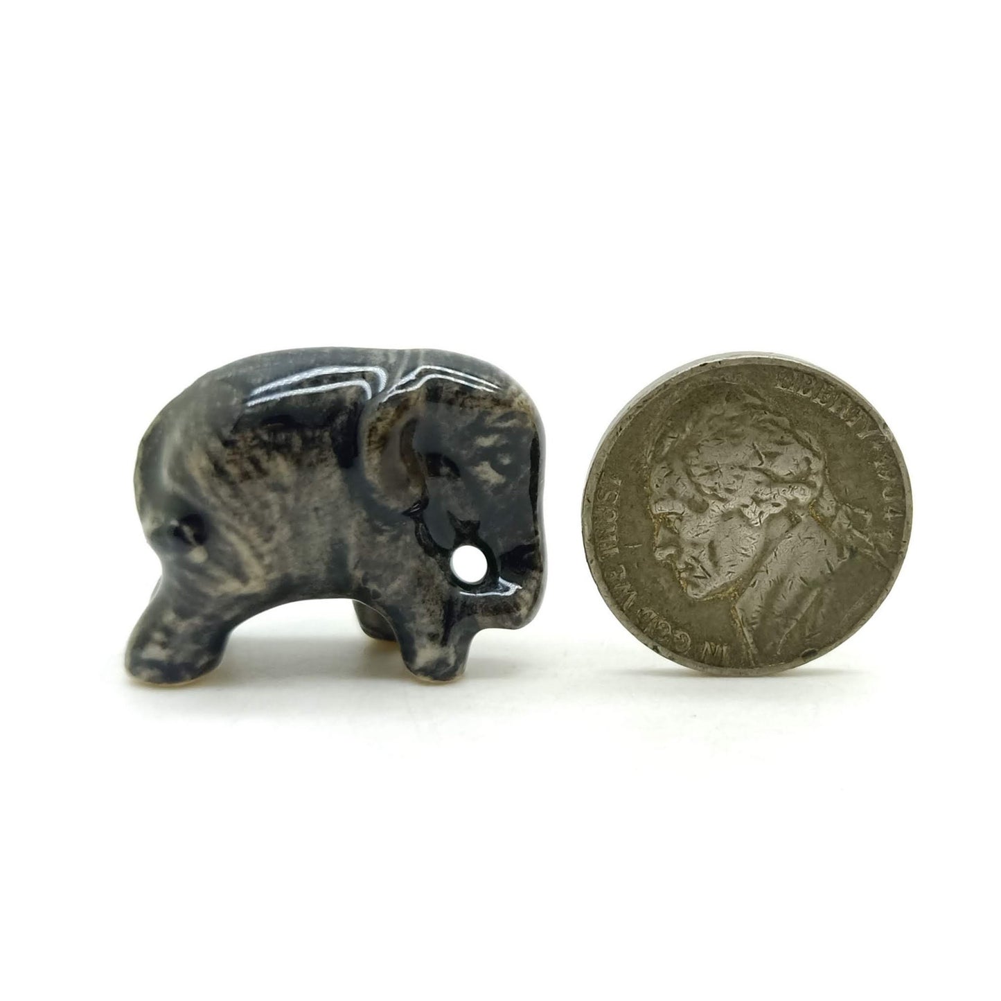 2 Elephants Ceramic Figurine, Wild Miniature Statue