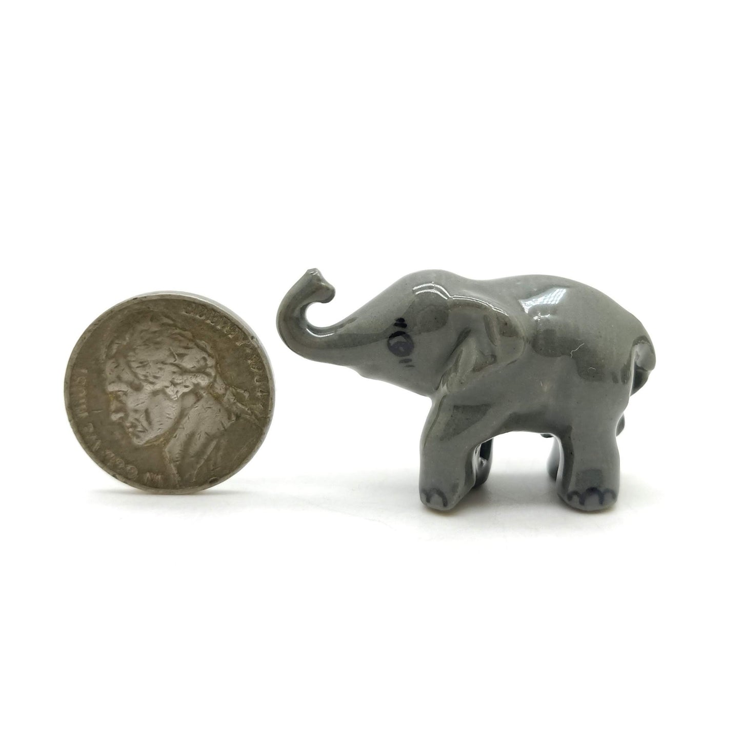 2 Elephants Ceramic Figurine, Wild Miniature Statue