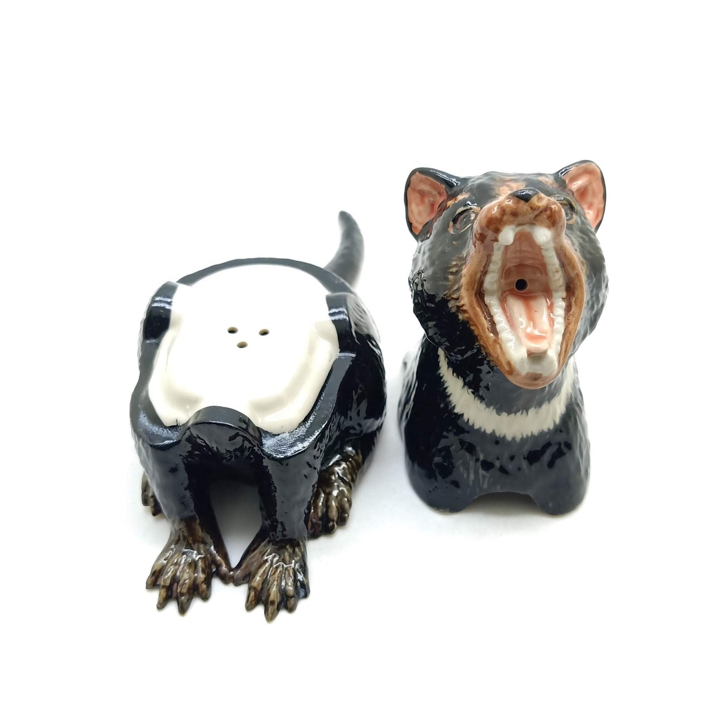 Tasmanian Devil Bear Ceramic Figurine Salt & Pepper Shakers Statue