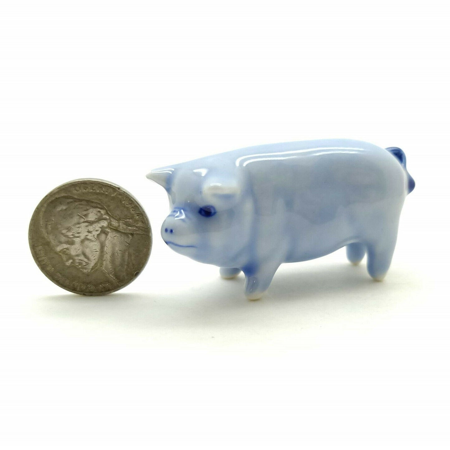 Set of 3 Pigs Figurine Ceramic Miniature Statue