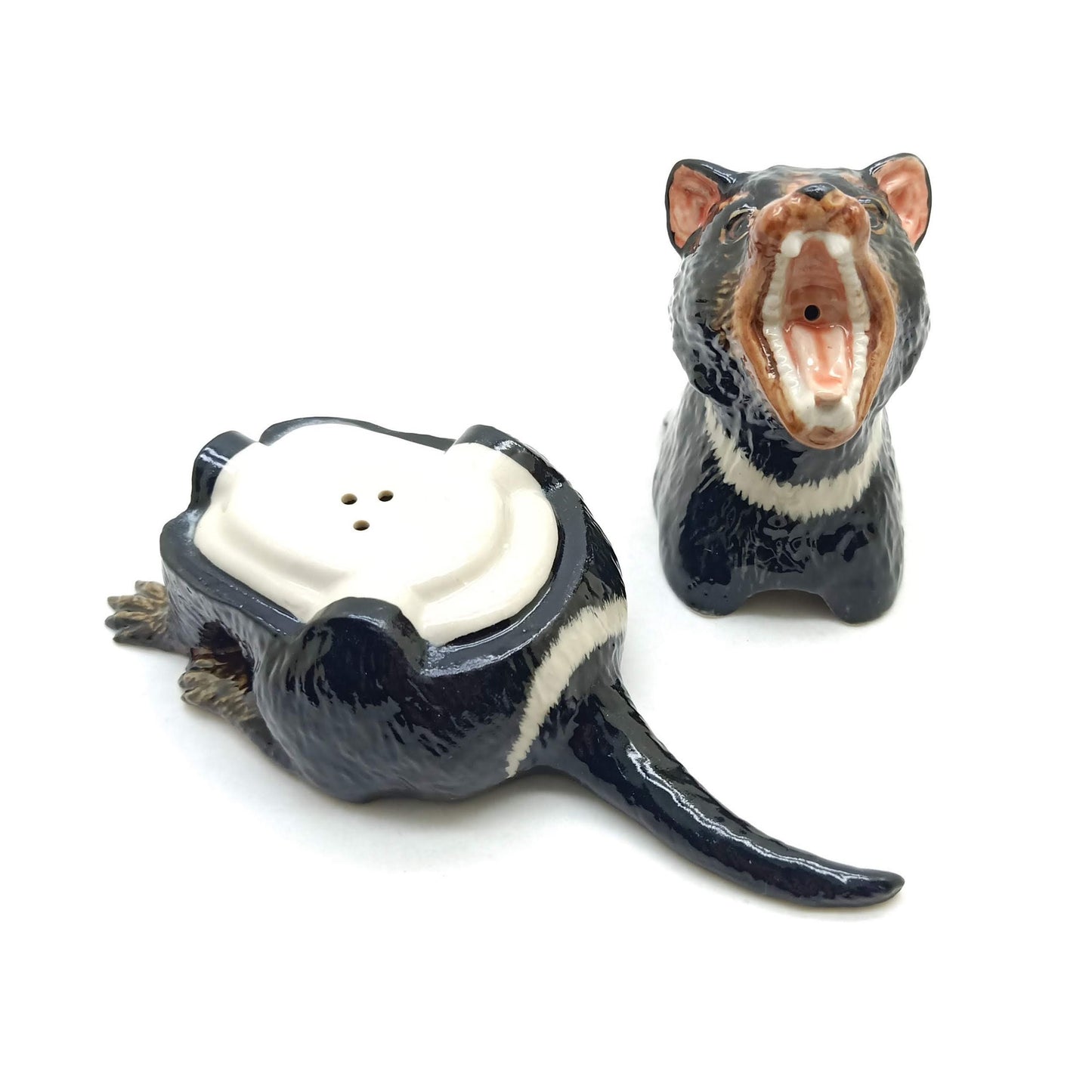Tasmanian Devil Bear Ceramic Figurine Salt & Pepper Shakers Statue