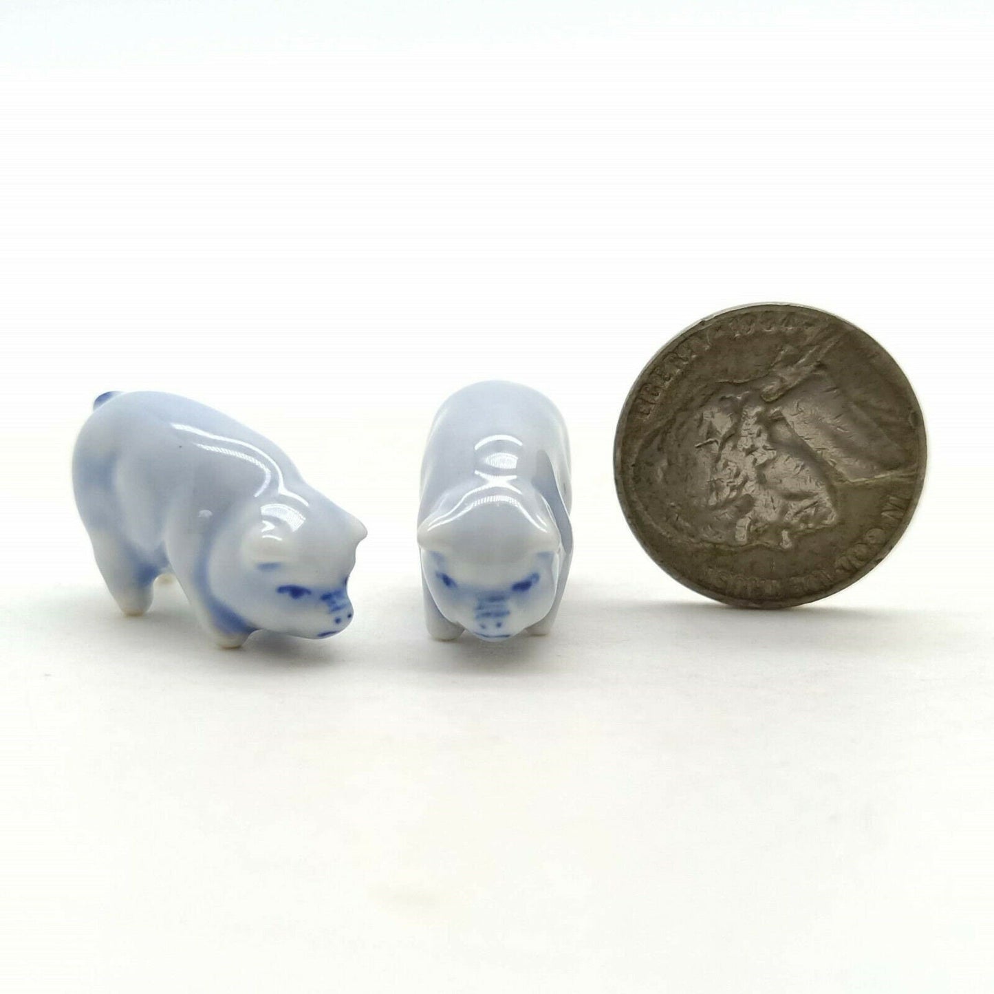 Set of 3 Pigs Figurine Ceramic Miniature Statue