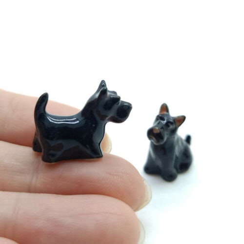 2 Tiny Scottish Terrier Dogs