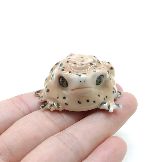 Brown Iceland Frog Ceramic Figurine Amphibian Animal Miniature