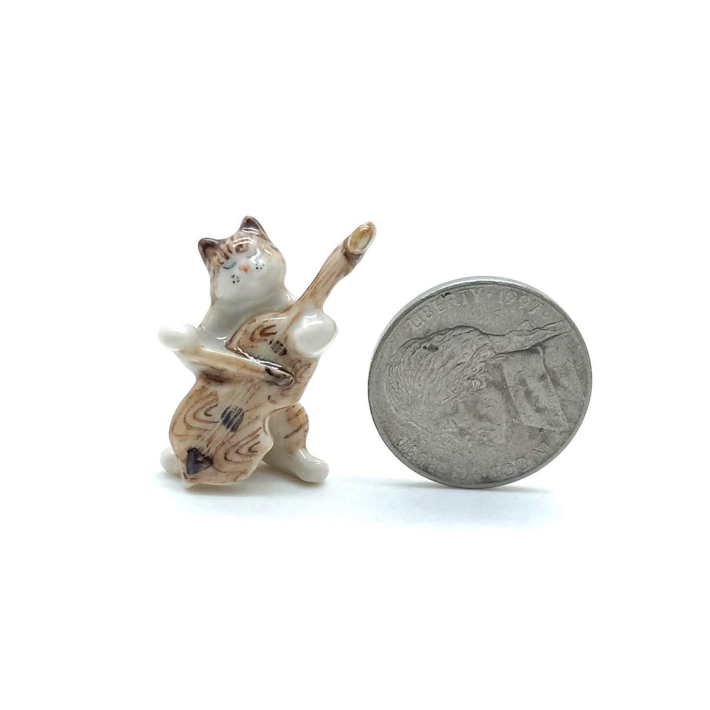 3 Brown Persian Cat Ceramic Figurine Kitten Dollhouse Miniature Statue Musical 1/12