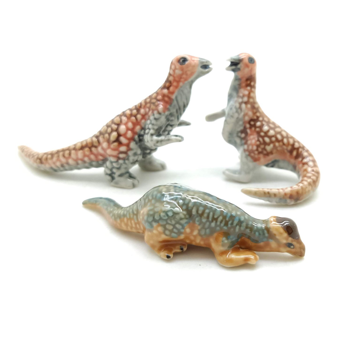 3 Dinosaur Ceramic Figurine Statue
