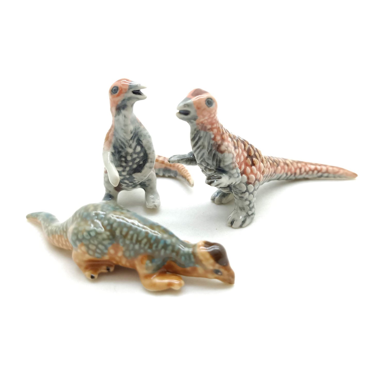 3 Dinosaur Ceramic Figurine Statue