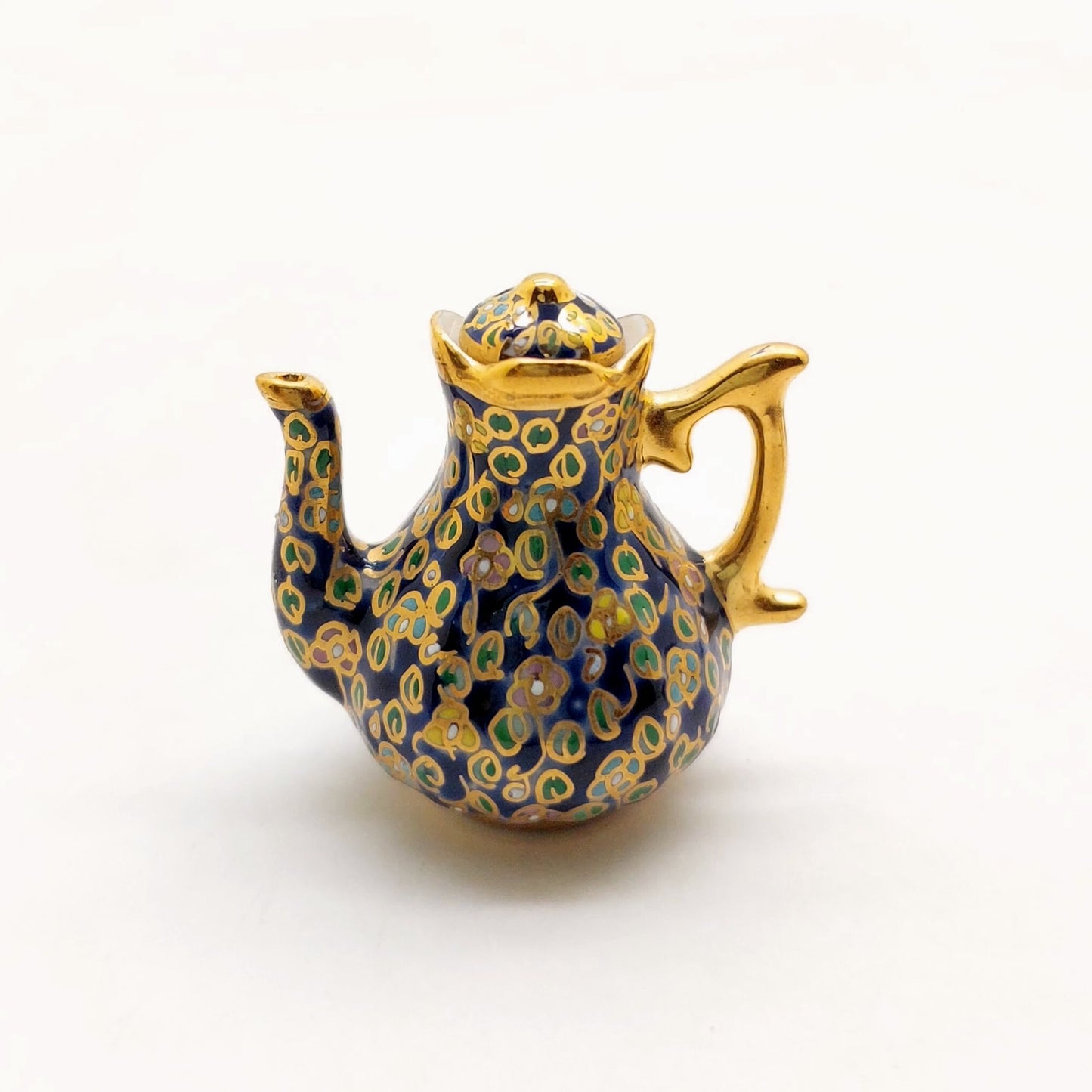 Ceramic Porcelain Miniature Coffee & Teapot Set, Benjarong patterns Golden Dots, Dollhouse Decoration, Gift for Coffee Tea Lovers