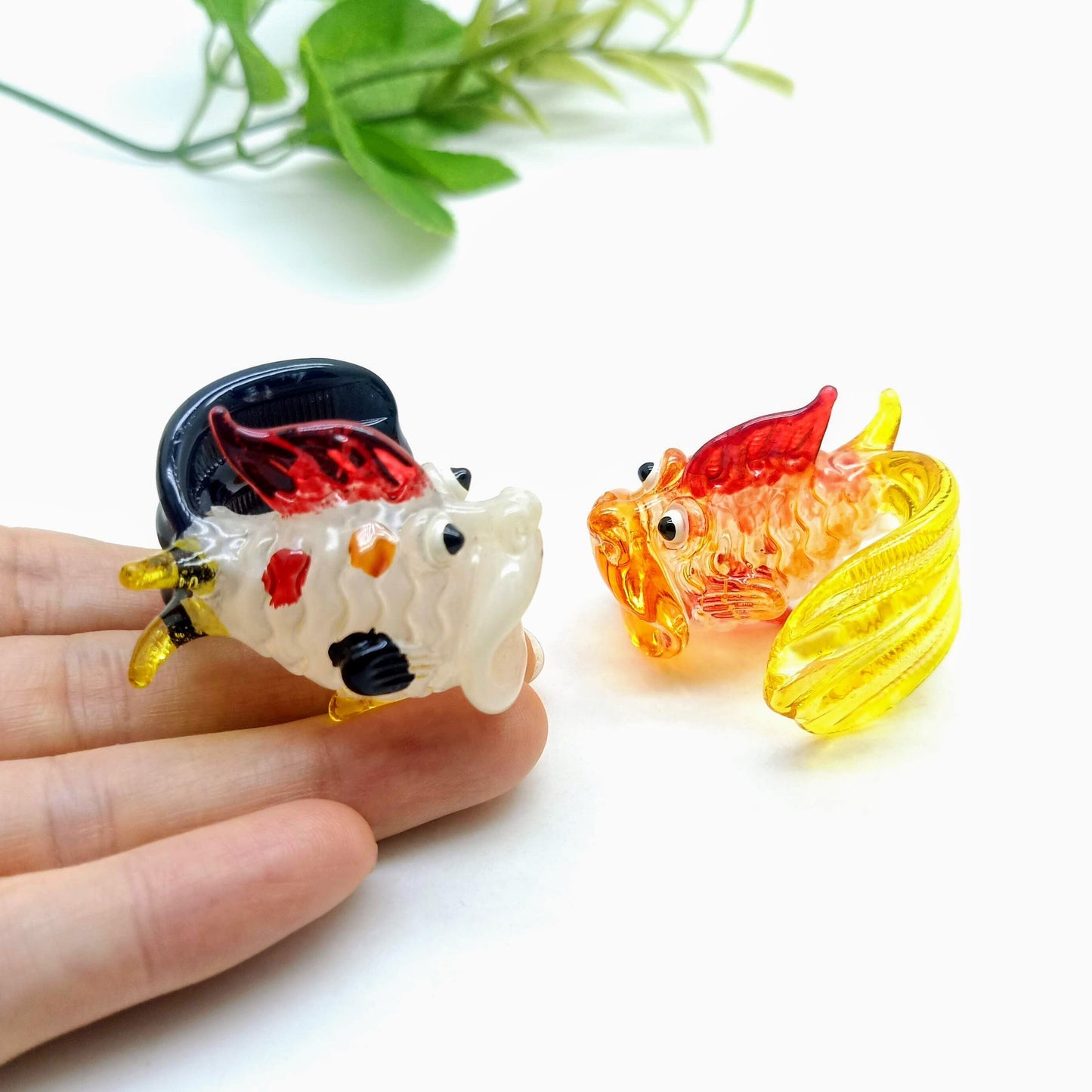 2 Anglerfish Hand Blown Glass Miniature Figurine, Gift for Animal Collectors, Fish Lovers, unique gift for home decoration