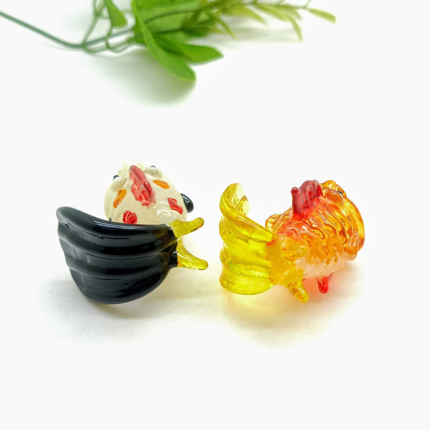 2 Anglerfish Hand Blown Glass Miniature Figurine, Gift for Animal Collectors, Fish Lovers, unique gift for home decoration
